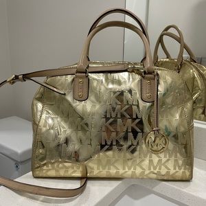 Metallic gold Michael Kors large tote